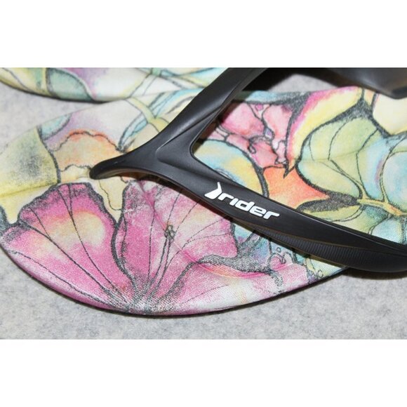 Rider Smoothie Sandals Floral Collen Wilcox Women's Black Flip Flops Size 10 US - Picture 5 of 8